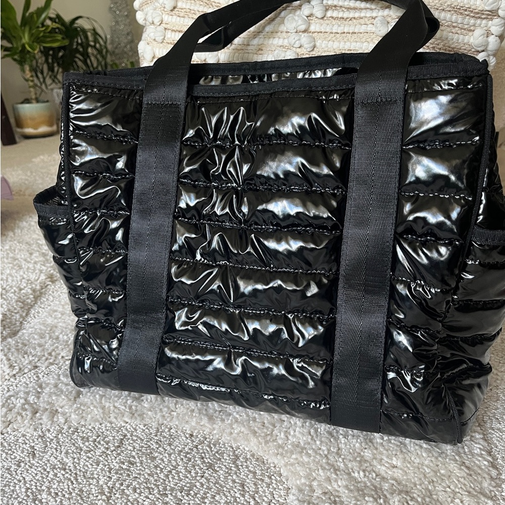 ah•dorned Black Quilted Tote Bag